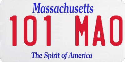 MA license plate 101MA0