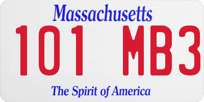 MA license plate 101MB3