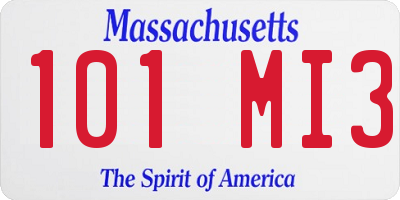 MA license plate 101MI3