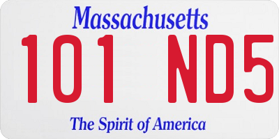 MA license plate 101ND5