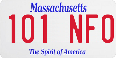 MA license plate 101NF0