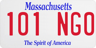 MA license plate 101NG0