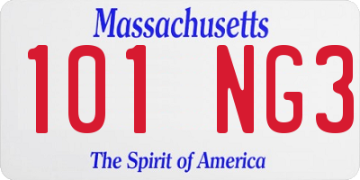 MA license plate 101NG3