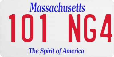 MA license plate 101NG4