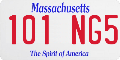 MA license plate 101NG5