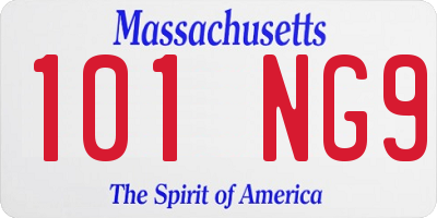 MA license plate 101NG9