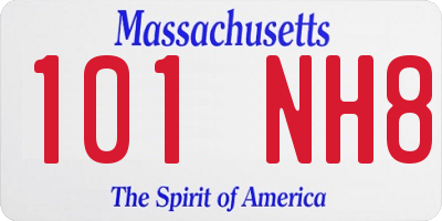 MA license plate 101NH8