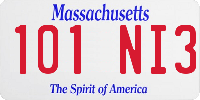 MA license plate 101NI3