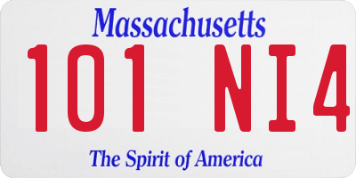 MA license plate 101NI4