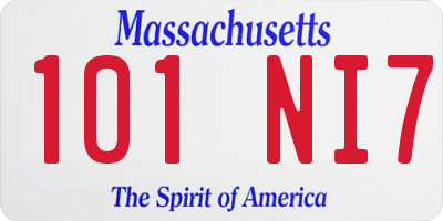 MA license plate 101NI7