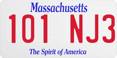 MA license plate 101NJ3