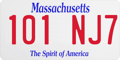 MA license plate 101NJ7