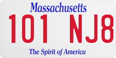 MA license plate 101NJ8