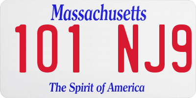 MA license plate 101NJ9