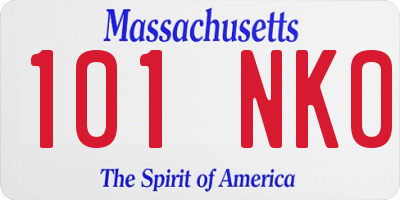 MA license plate 101NK0