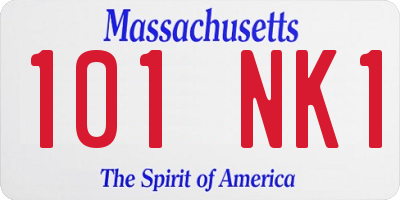 MA license plate 101NK1