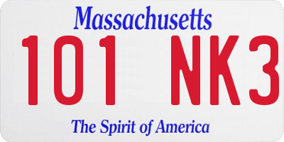 MA license plate 101NK3