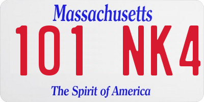 MA license plate 101NK4