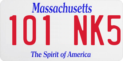 MA license plate 101NK5