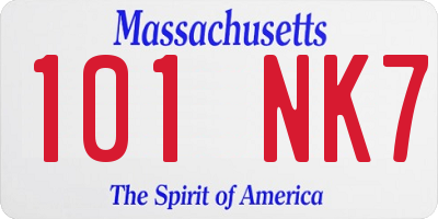 MA license plate 101NK7