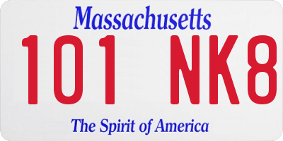 MA license plate 101NK8