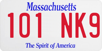 MA license plate 101NK9