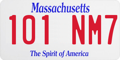 MA license plate 101NM7