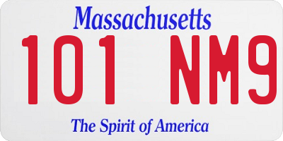 MA license plate 101NM9