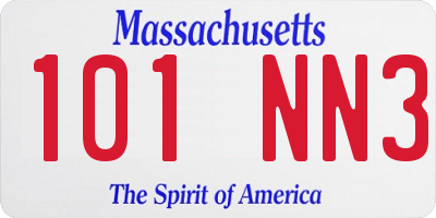 MA license plate 101NN3