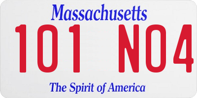 MA license plate 101NO4