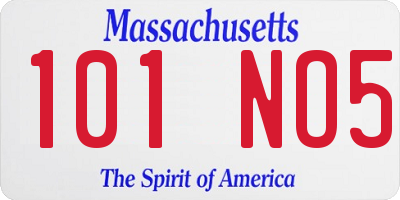 MA license plate 101NO5