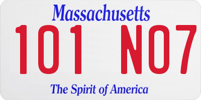 MA license plate 101NO7