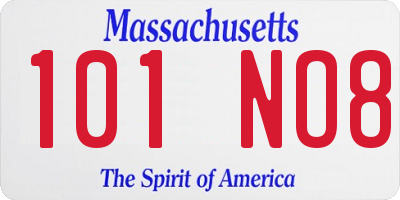 MA license plate 101NO8