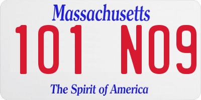 MA license plate 101NO9