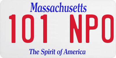 MA license plate 101NP0