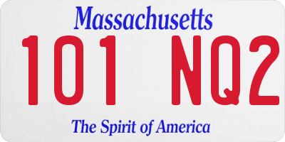 MA license plate 101NQ2