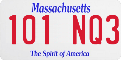 MA license plate 101NQ3