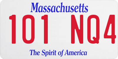 MA license plate 101NQ4