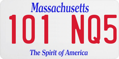 MA license plate 101NQ5