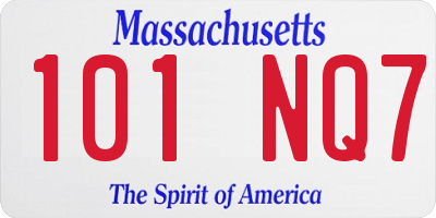 MA license plate 101NQ7