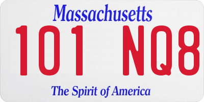 MA license plate 101NQ8