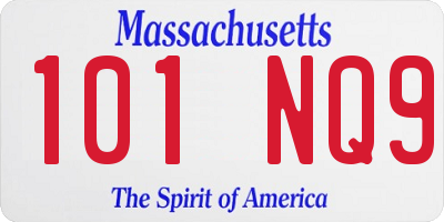 MA license plate 101NQ9