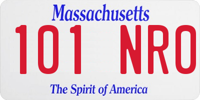 MA license plate 101NR0