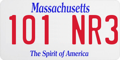 MA license plate 101NR3