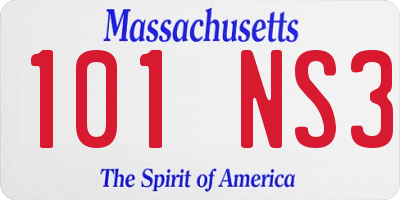 MA license plate 101NS3