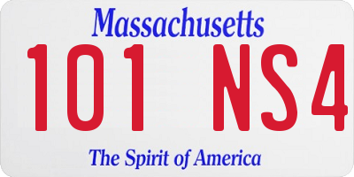 MA license plate 101NS4