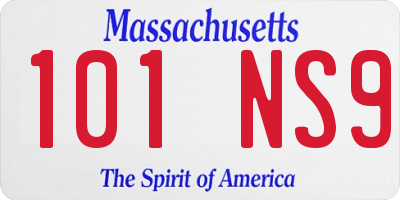 MA license plate 101NS9