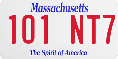 MA license plate 101NT7