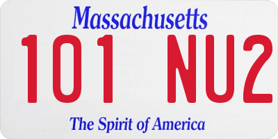 MA license plate 101NU2