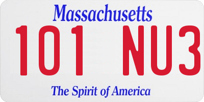 MA license plate 101NU3